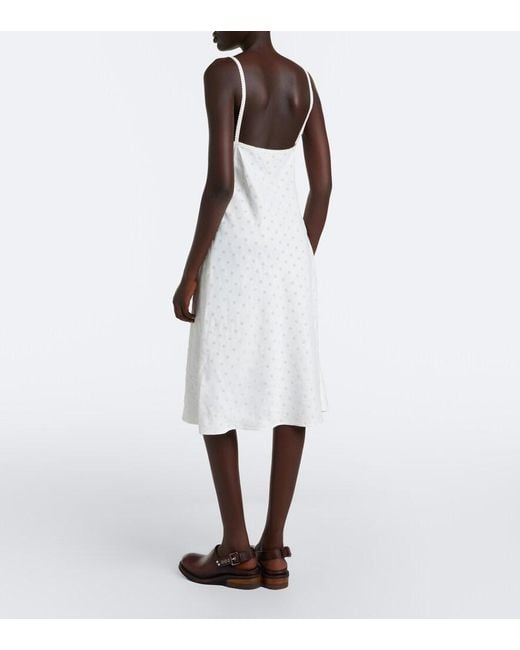 Miu Miu White Broderie Anglaise Poplin Midi Dress