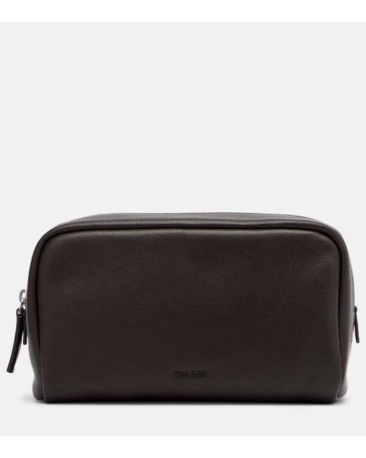 The Row Black Astra Small Leather Pouch