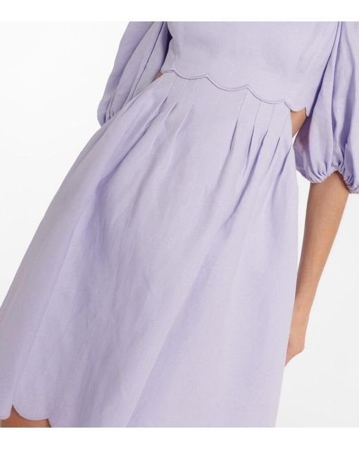 Zimmermann Purple Lilac Scalloped Edges Linen Dress