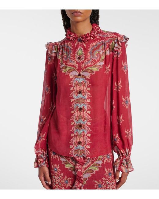 Etro Pink Printed Crepon Blouse