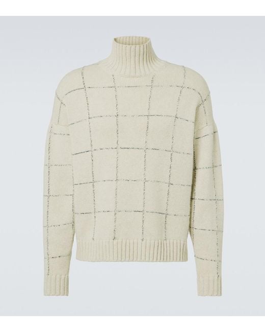 Dunhill White Cashmere Intarsia Sweater for men