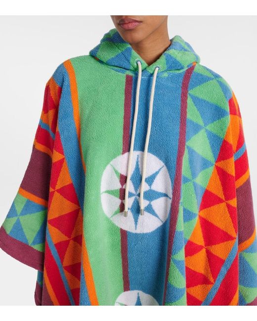 【LOEWE】 Printed hooded cotton terry poncho Loewe Printed Hooded Cotton Terry Poncho in Blue | Lyst Canada