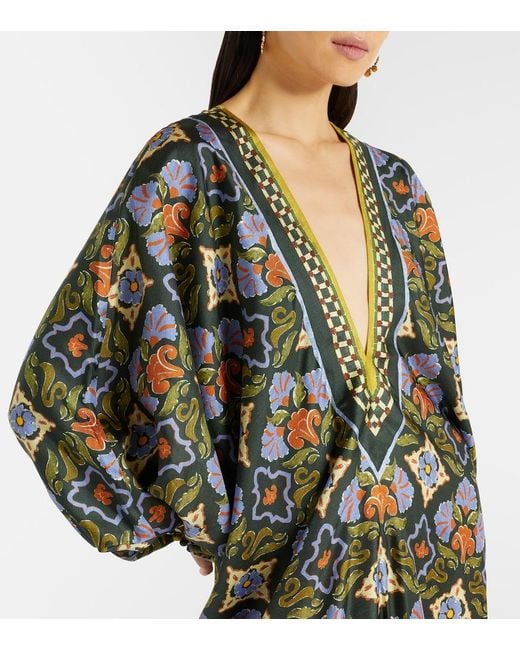 ALÉMAIS Black Cece Floral Silk Kaftan