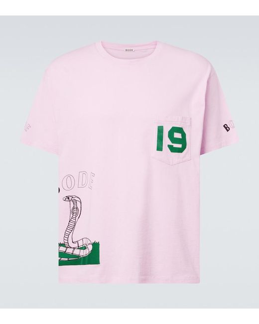 Bode Pink Cobra Printed Cotton Jersey T-Shirt for men