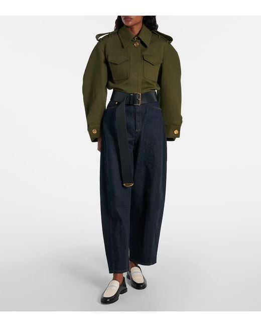 Givenchy Green Cropped Cotton And Wool Jacket