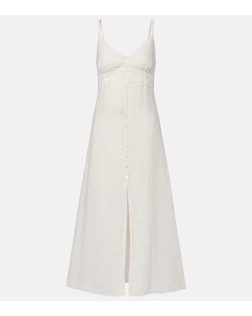 Velvet White Janet Linen Midi Dress