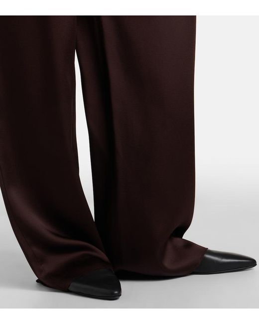 Max Mara Brown Elegante Satin Wide-Leg Pants