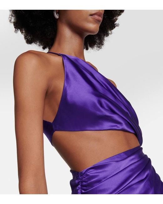 The Sei Purple One-shoulder Cutout Silk Midi Dress