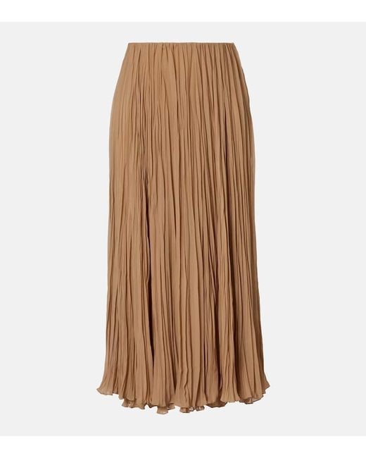 Ralph Lauren Brown Jordyn Pleated Chiffon Maxi Skirt