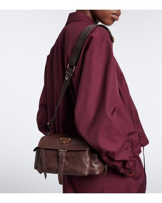 Prada Brown Explore Medium Leather Shoulder Bag