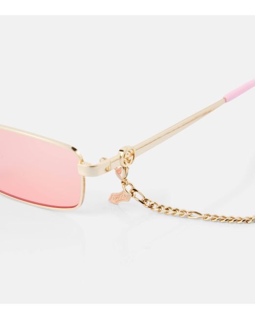 Gucci Pink Cut Out Rectangular Sunglasses