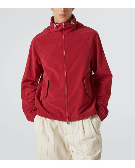 Brunello Cucinelli Red Hooded Raincoat for men
