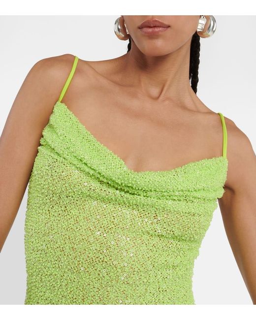 Self-Portrait Green Midikleid Aus Mesh Mit Pailletten