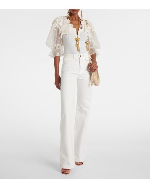Chloé White High-Rise Flared Jeans