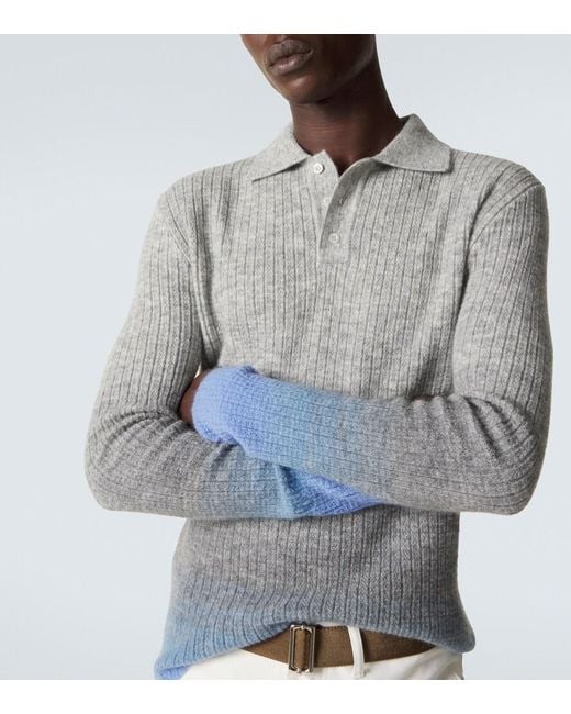 ERL Gray Gradient Mohair-Blend Polo Sweater for men