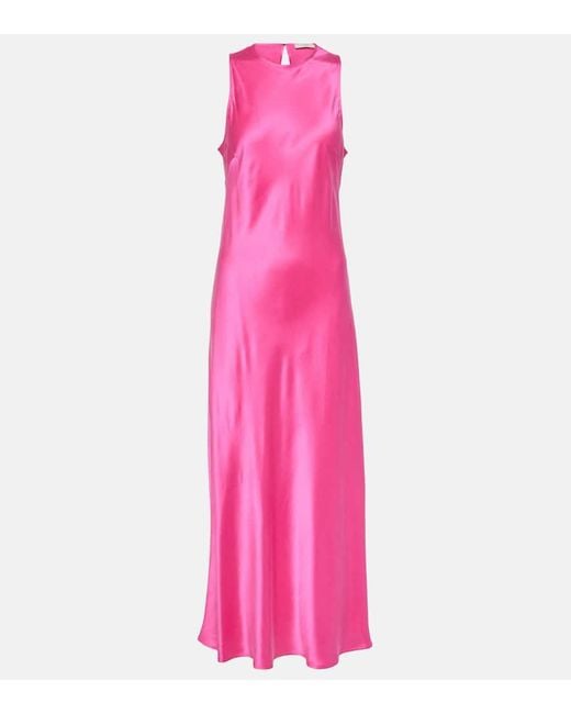 Vestido largo Valencia de seda Asceno de color Pink