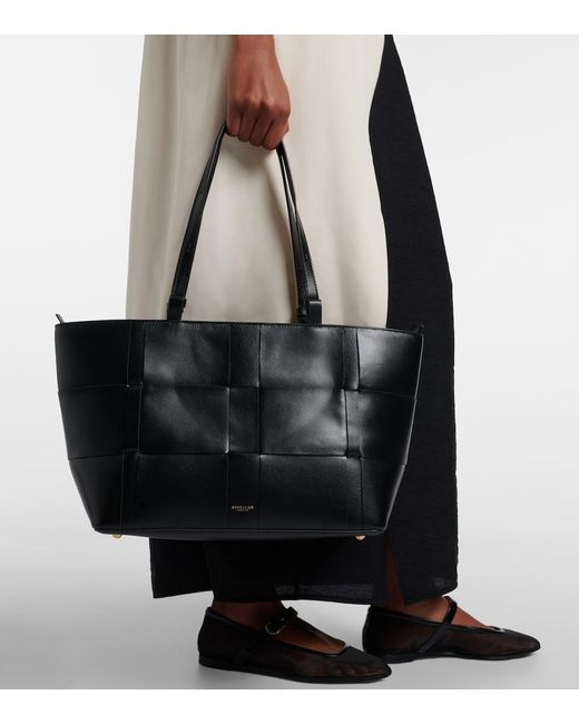 DeMellier London Black Florence Large Woven Leather Tote Bag