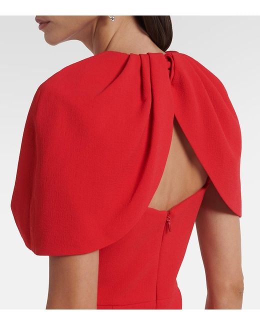 Rebecca Vallance Red Cameron Caped Crepe Gown