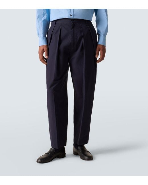 The Row Blue Dyon Pleated Cotton Tapered Pants for men