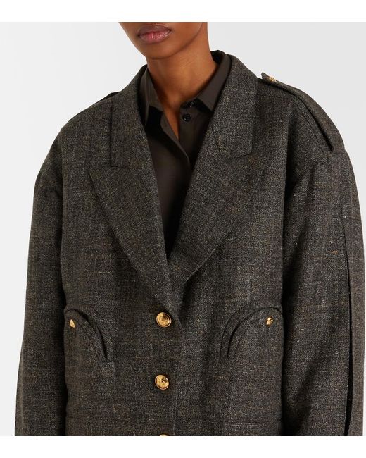Blazé Milano Black Gloriana Charlotte Wool And Linen-Blend Tweed Jacket