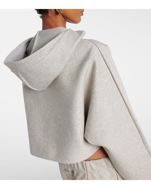 Jean Paul Gaultier White Cropped Embossed Logo Cotton Hoodie