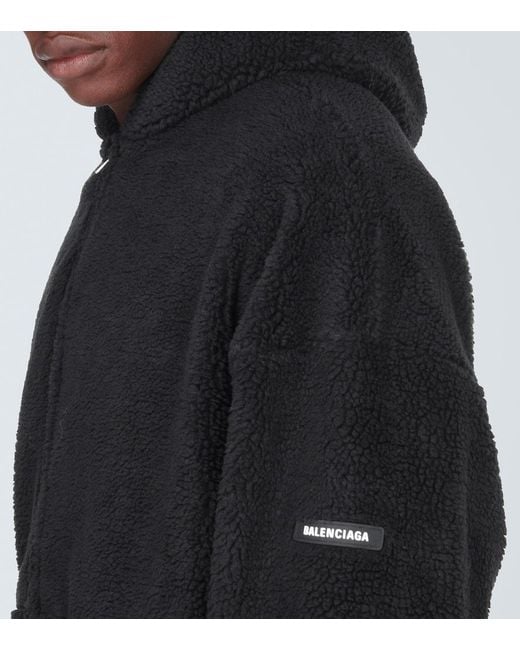 Balenciaga Black Oversized Fleece Hoodie for men