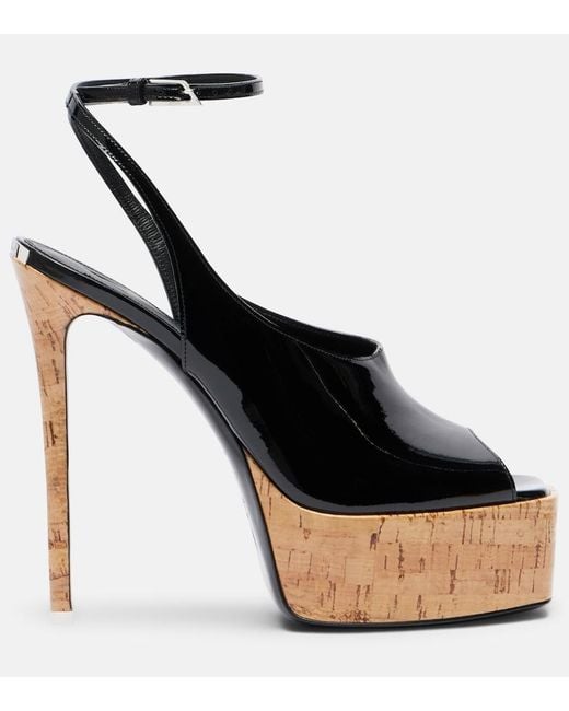 The Attico Black Ornella Patent Leather Platform Slingback Pumps