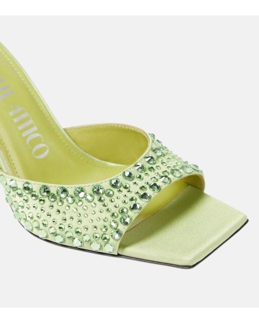 The Attico Green Mini Devon Embellished Satin Mules