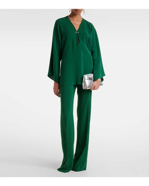 Max Mara Green Gerade High-Rise-Hose Aus Cady