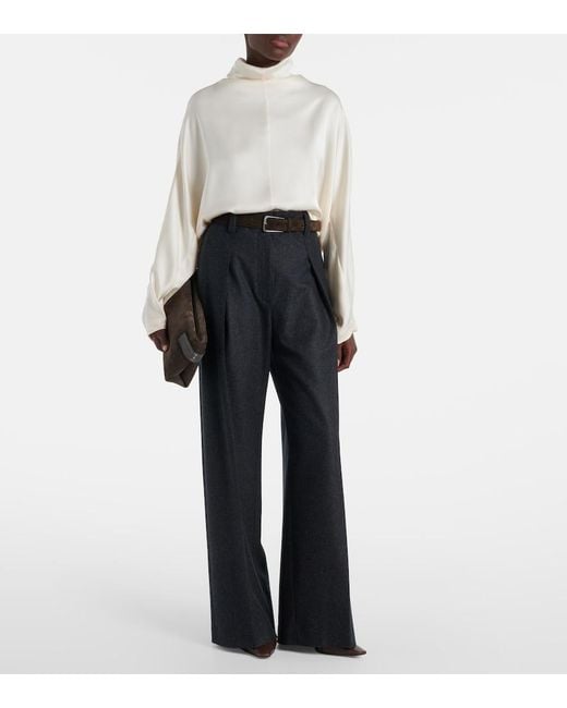 Brunello Cucinelli Blue Virgin Wool Straight Pants