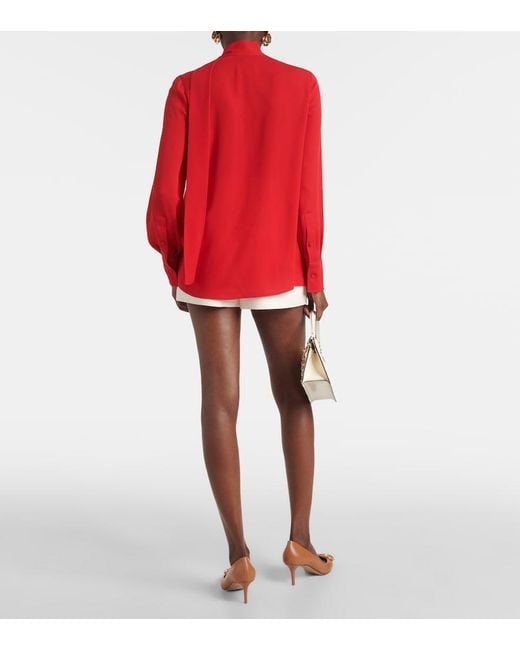 Valentino Red Bow-Detail Silk Blouse