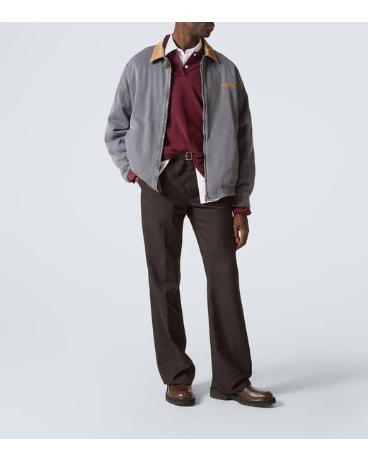 Veste Blouson En Coton Et Velours Miu Miu pour homme en coloris Gray