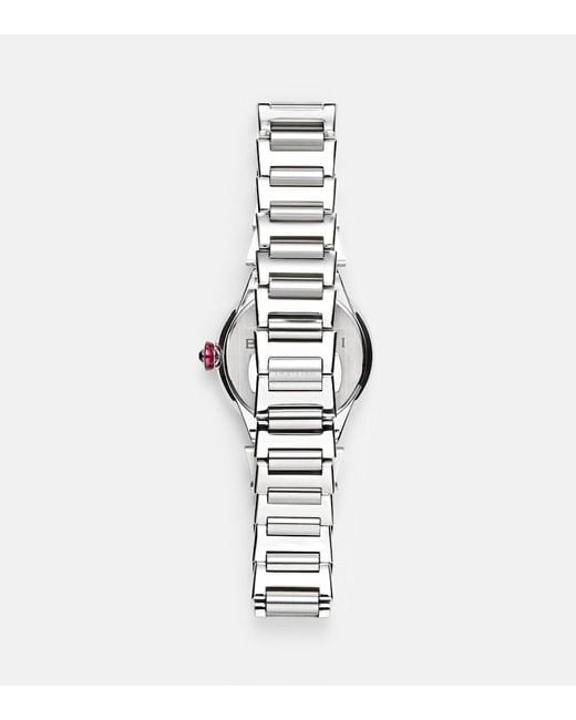BVLGARI Pink Lvcea 28Mm Stainless Steel Watch With Diamonds