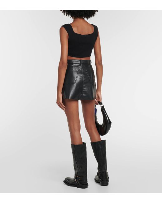 FRAME Black Le High 'n' Tight Leather Miniskirt