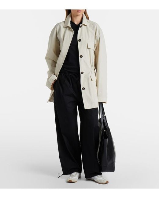 Totême Blue Cotton Poplin Wide-Leg Pants
