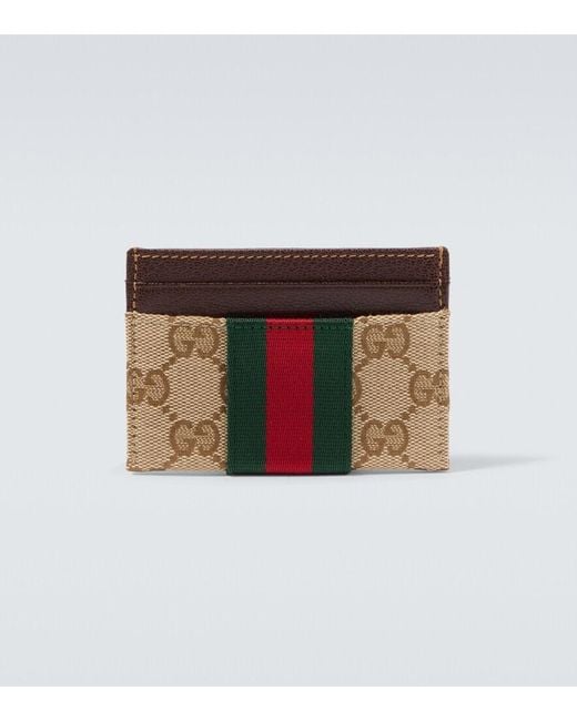 Gucci White Gg Canvas Web Stripe Card Holder for men