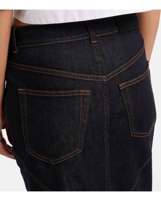 Falda Midi De Denim Givenchy de color Black