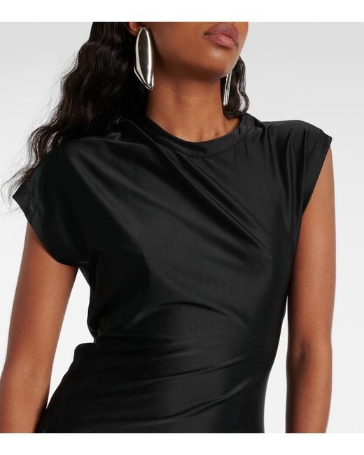 Rabanne Black Draped Jersey Midi Dress