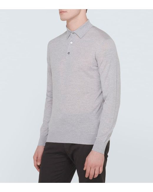 Zegna Gray High Performance Wool Polo Sweater for men