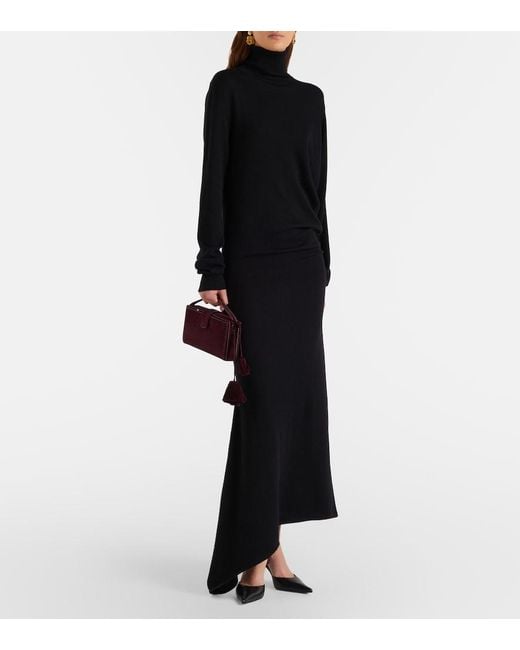 Magda Butrym Black Knitted Wool Gown