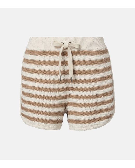 Short Raye En Coton Melange Brunello Cucinelli en coloris Natural