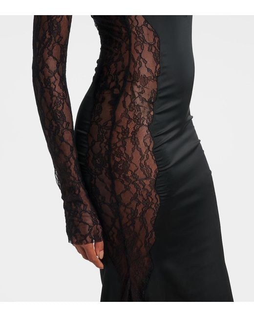 The New Arrivals Ilkyaz Ozel Black Silk Lace Gown