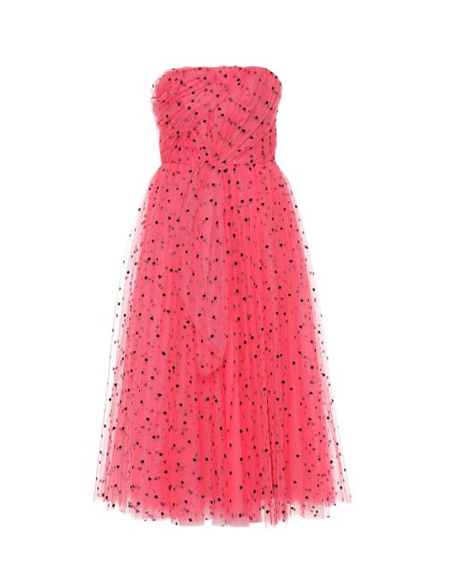 Vestido de tul con motivo de corazones Carolina Herrera de color Pink