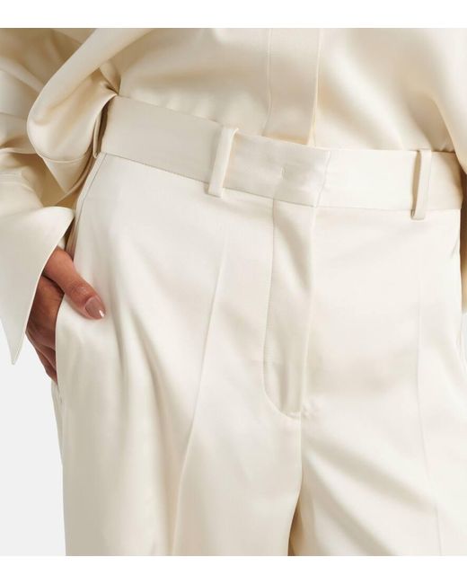 Pantaloni a gamba larga in raso di Jil Sander in White