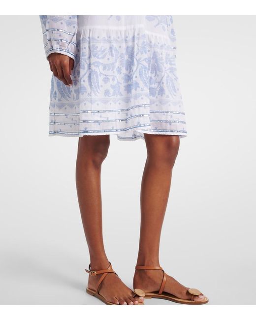 Juliet Dunn Blue Floral Cotton Minidress