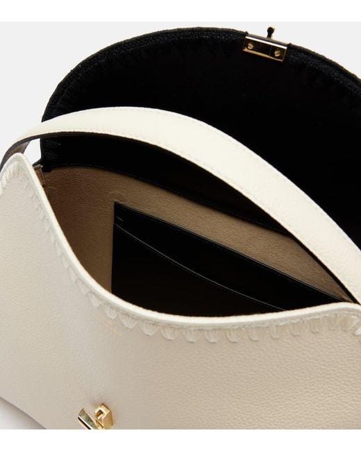 Totême Natural T-Lock Embroidered Leather Tote Bag