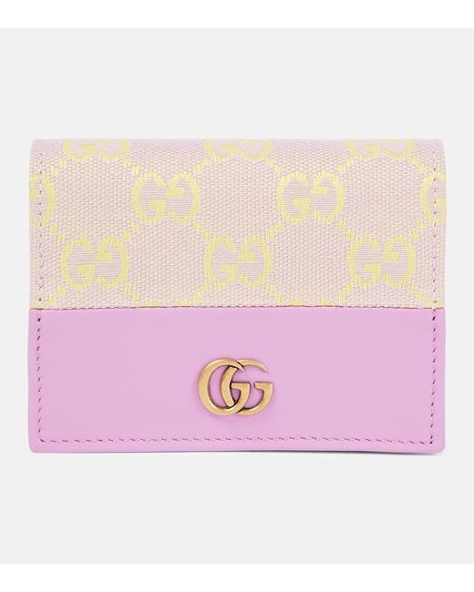 Gucci Purple GG Leather-trimmed Canvas Card Holder