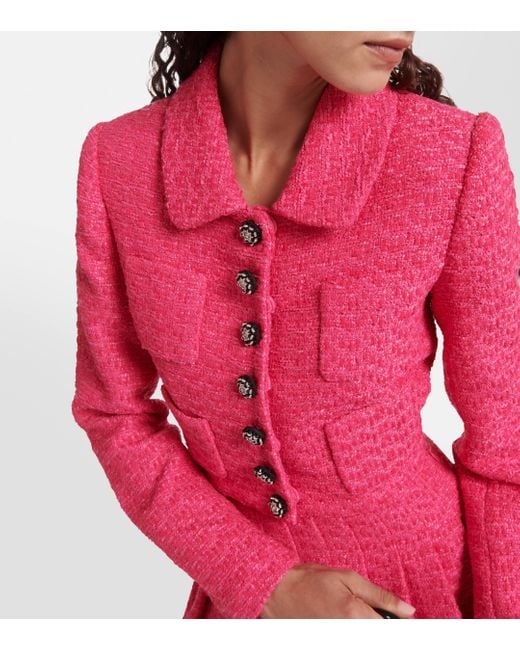 Self-Portrait Pink Cropped Boucle Jacket