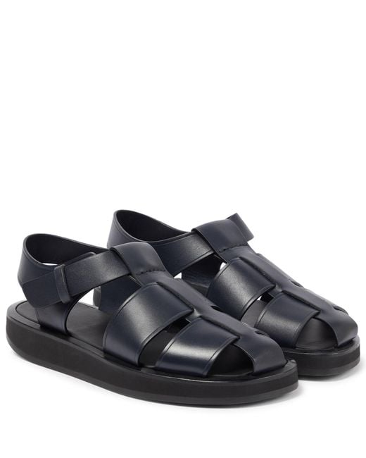 The Row Fisherman Leather Sandals in Blue | Lyst