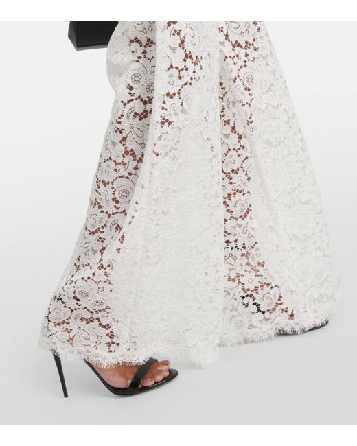 Dolce & Gabbana White High-rise Lace Wide-leg Pants